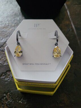 BP yellow lemon cz stones set in a bold dark hematite plating